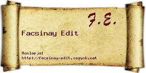 Facsinay Edit névjegykártya